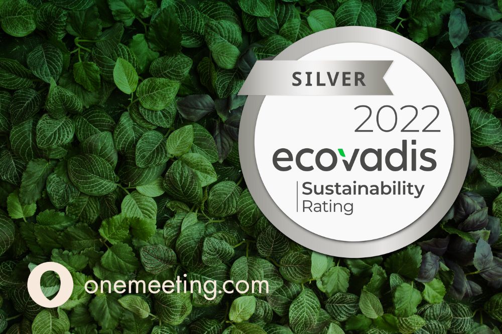 Logo van Ecovadis Silver rating die Onemeeting.com behaald heeft